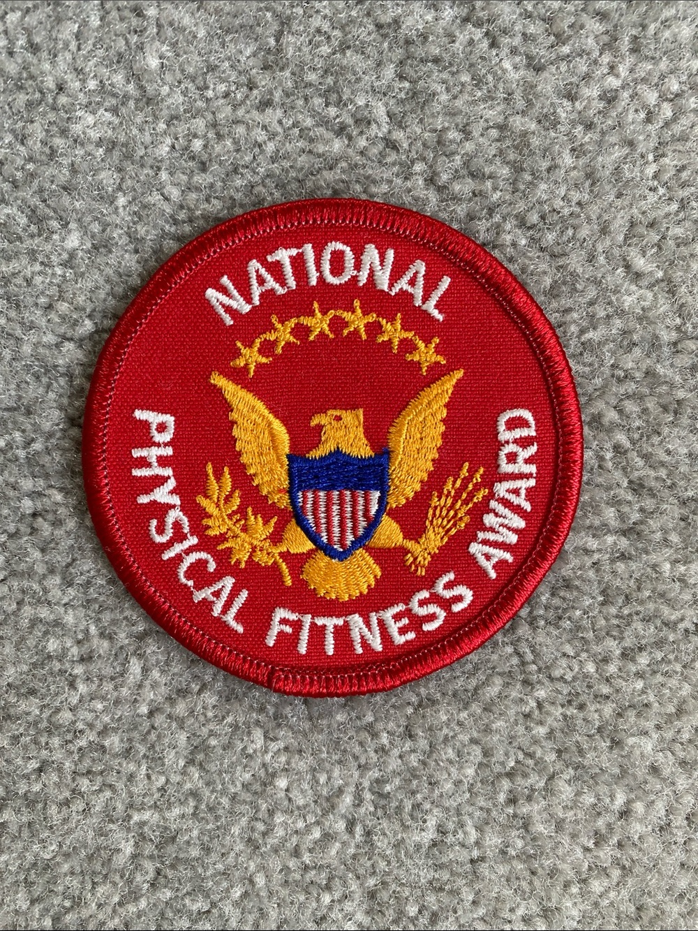 National Physical Fitness Award Patch - Red and Gold Embroidered Patch